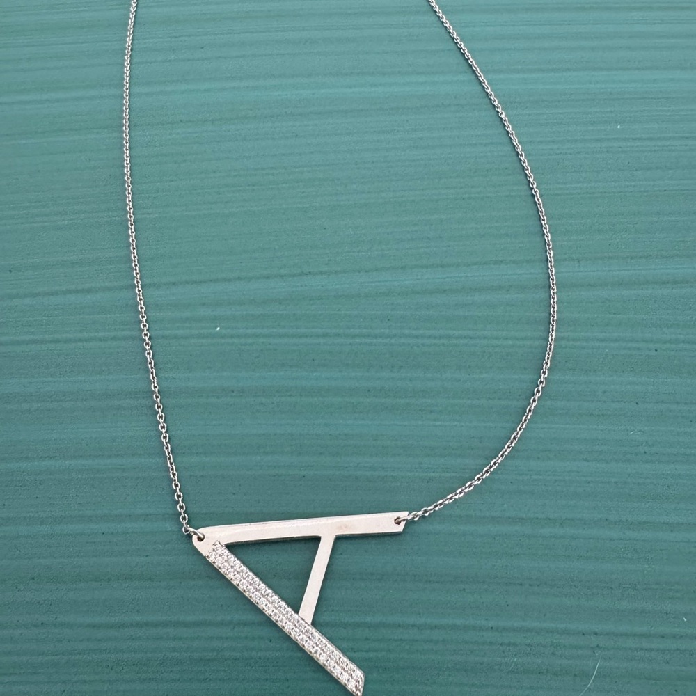 Sterling Silver Offset / Sideways Initial “A” Nec… - image 2
